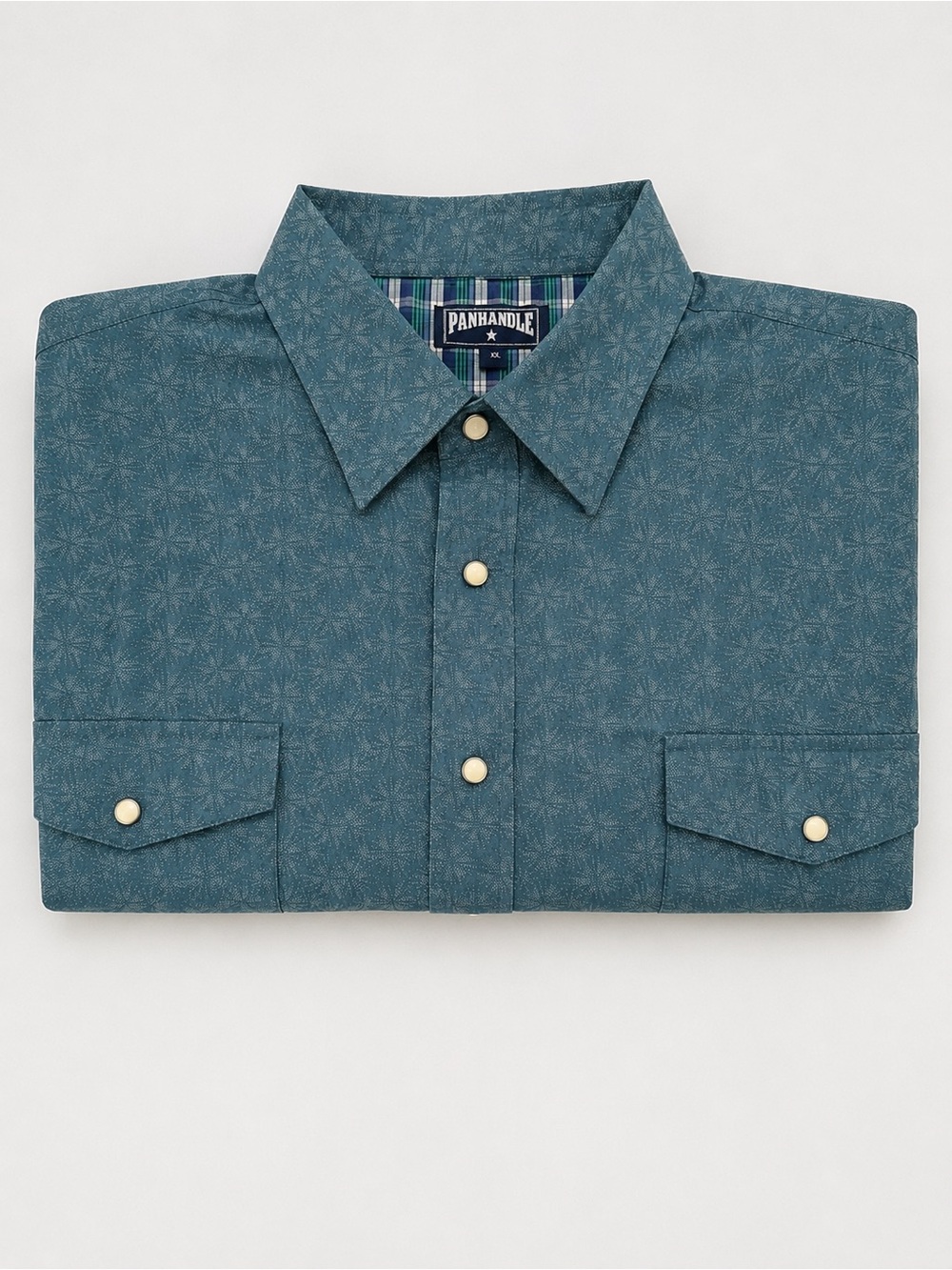 Panhandle Teal Patterned Western Button-Down Shirt